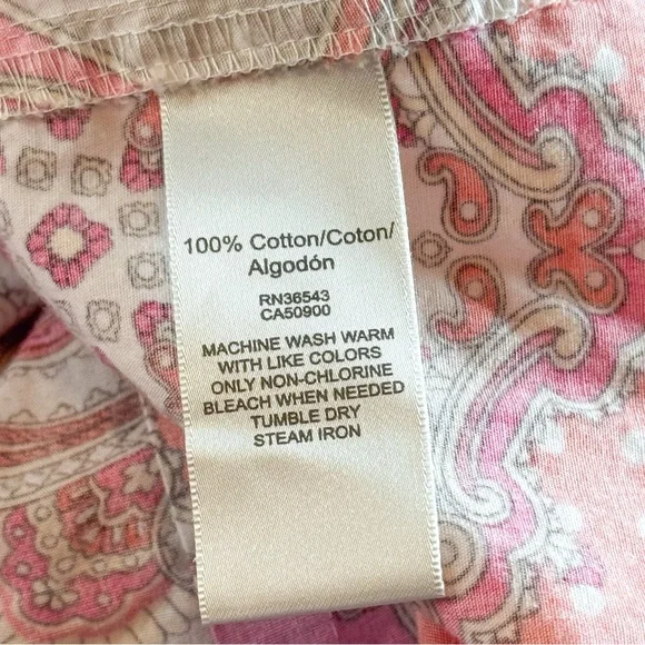 Van Heusen Patchwork Paisley Button Front Shirt XL Red Pink Cotton - Picture 14 of 14